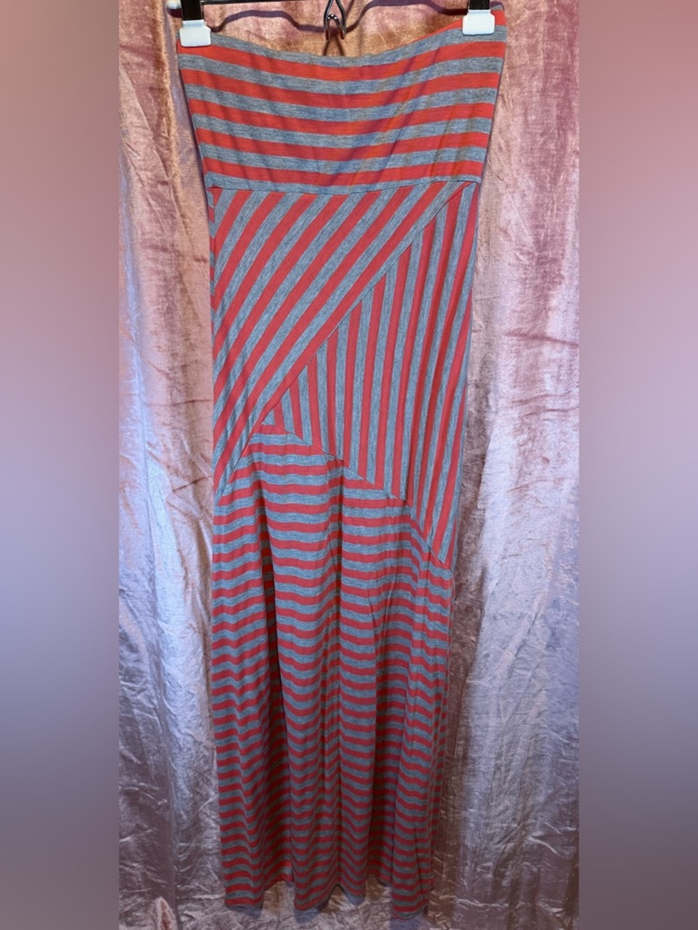 Wet Seal orange and Gray Striped Maxi Dress